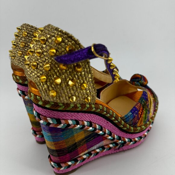 Louboutin Spike Accent Printed Espadrilles - Size 39 - Picture 7 of 8